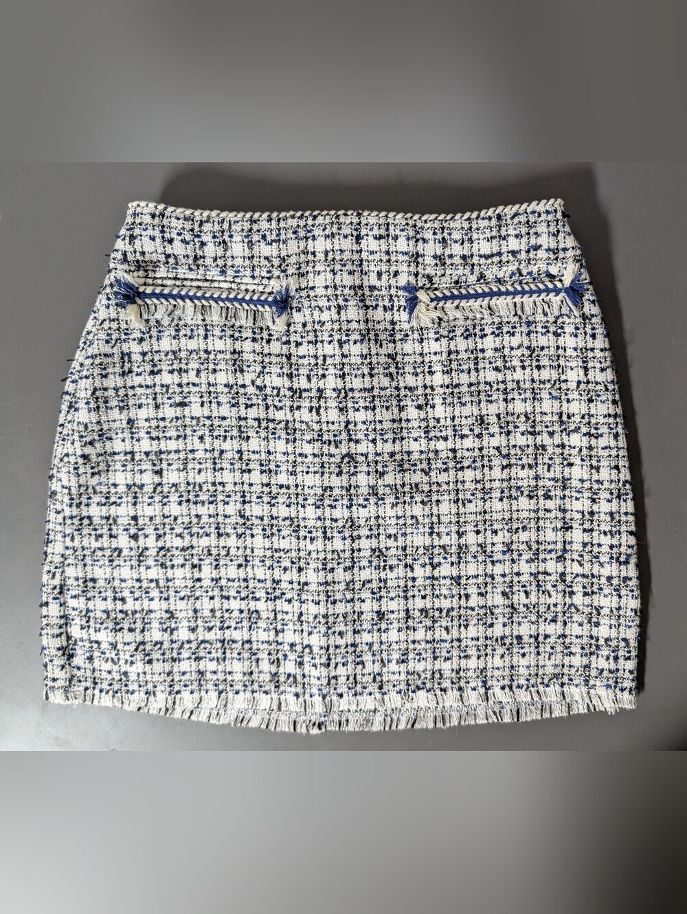 H&M Blue and White Tweed Mini Skirt